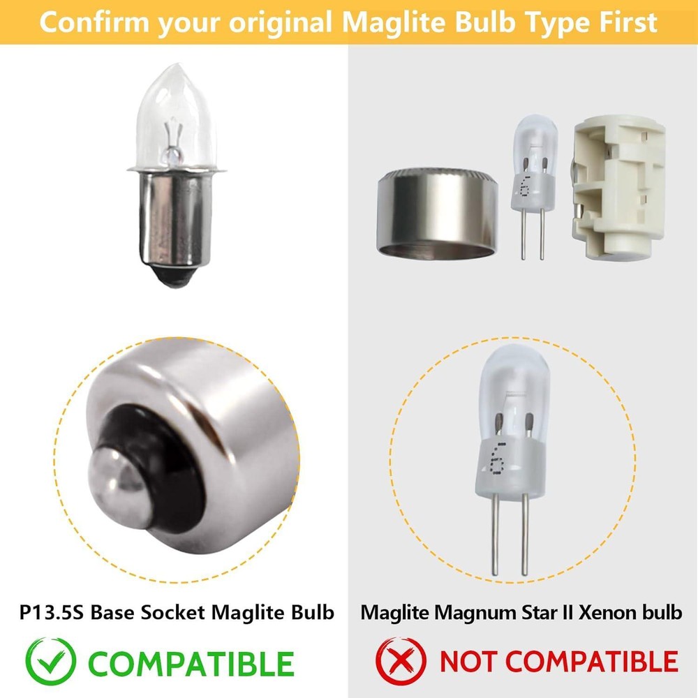 2 Count Maglite 360L Led Bulb 3 4 5 6 Cell C D Flashlight Upgrade Replacement