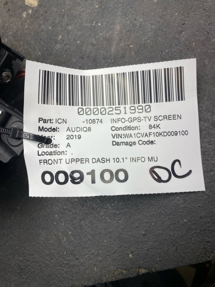 2019-2020 AUDI Q8 4MN FRONT UPPER DASH 10.1' INFO MULTIMEDIA DISPLAY SCREEN UNIT