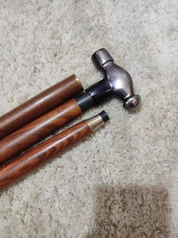 Victorian Blacksmith Hammer Handle Walking Stick Handcrafted