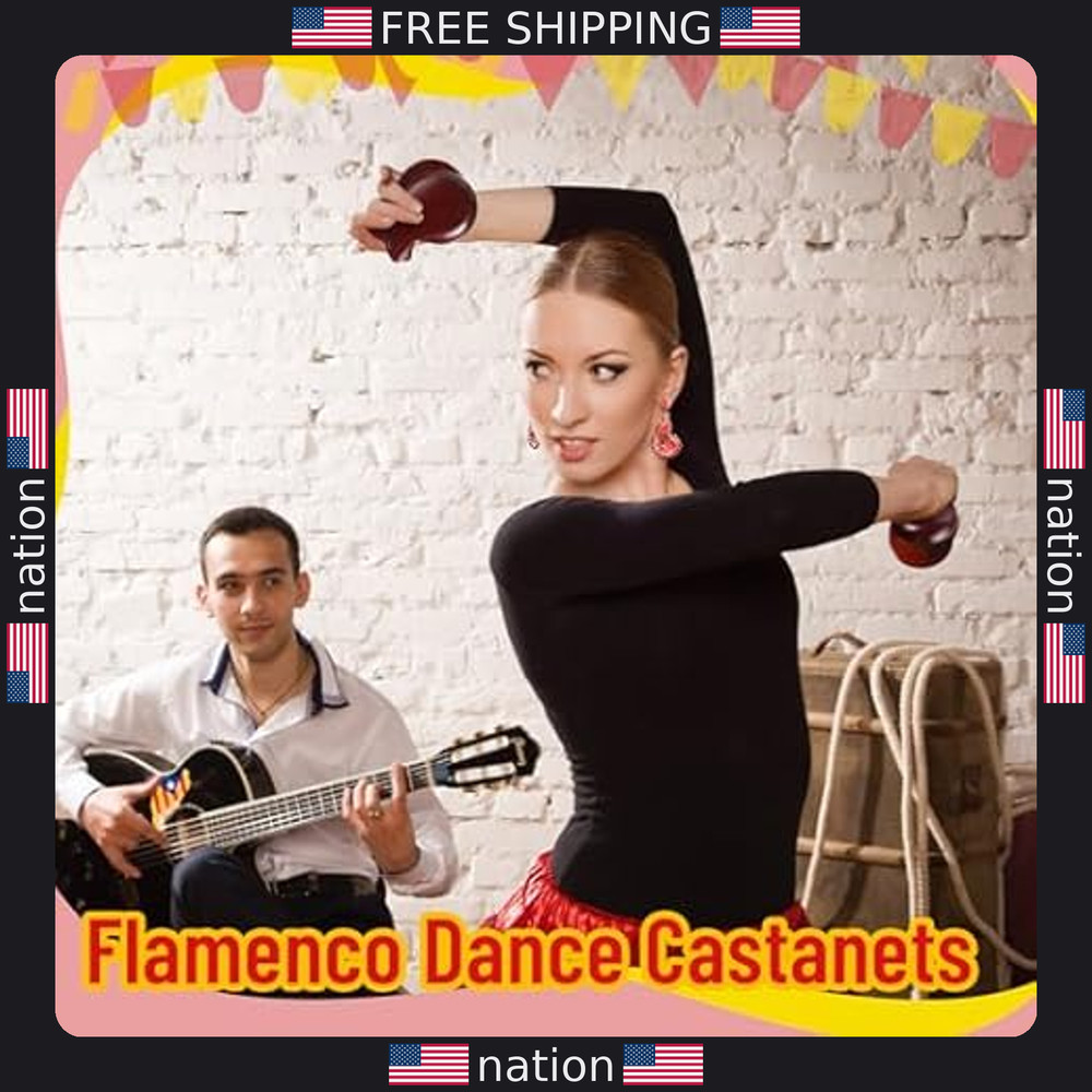 2 Pack Traditional Spanish Castanets - Wood Hand Percussion - Brown Pair Gift