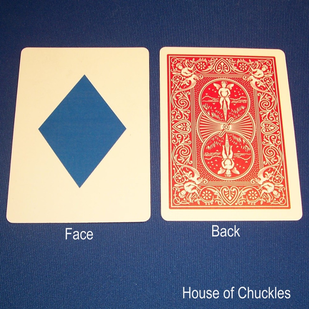 Large Blue Diamond, Bicycle Custom Printed Gaff Card, Red