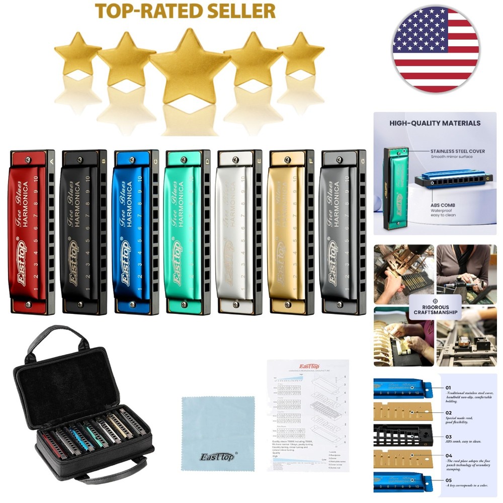 Professional Diatonic Harmonica Kit, 7 Keys
