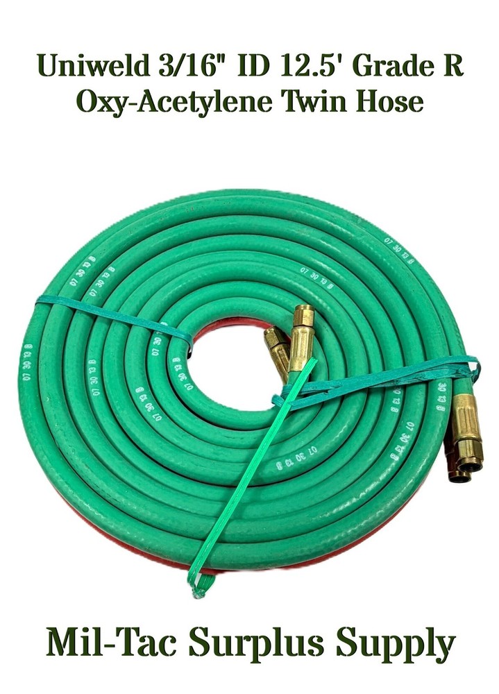 Uniweld 3/16" ID 12.5' Grade R Oxy-Acetylene Twin Hose