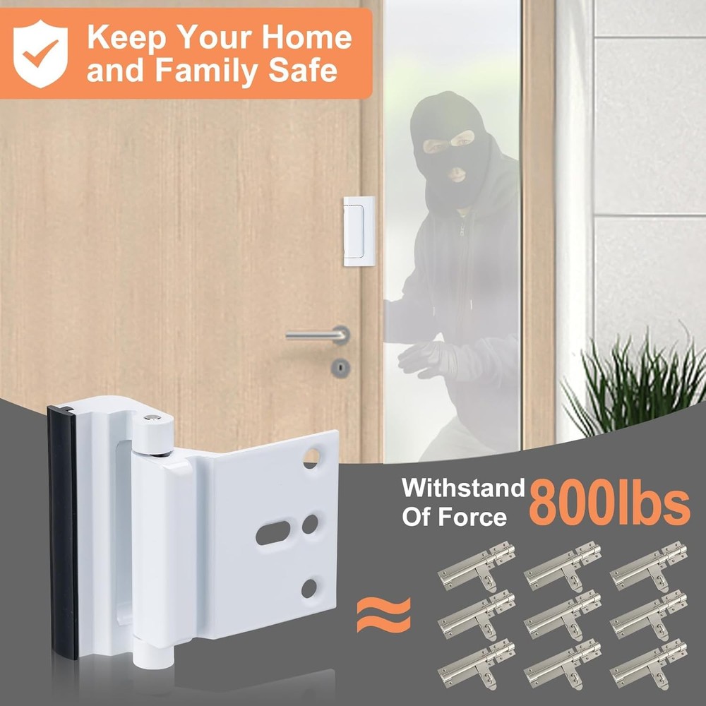 2 Pack Home Security Door Lock,Childproof Reinforcement 2Pack-White