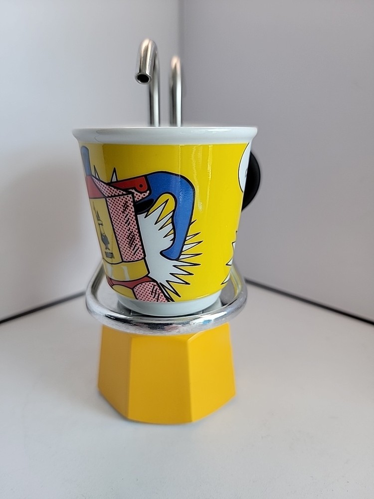 Bialetti Mini Express Roy Lichtenstein 2 Espresso Cup Maker Pop Art Coffee Set