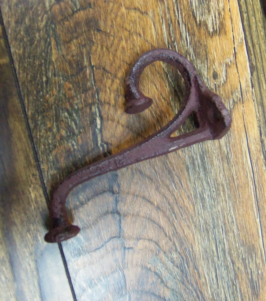 Set of 4 Antique-Style Double Rustic Coat Hook Cast Iron Wall Mount Hardware