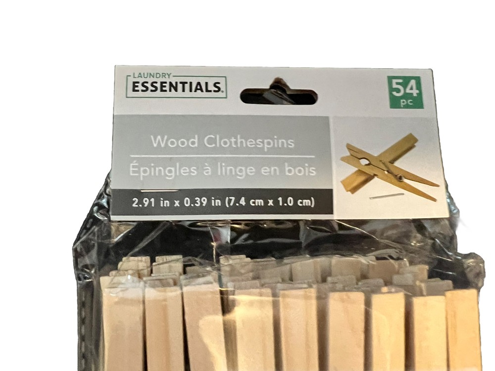 Wood Clothespins, Regular Size, 54 Pieces