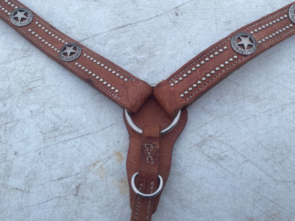 Weaver Texas Star Western breast collar rust harness leather US made