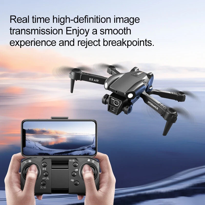 D3 RC Quadcopter Drone 4K WiFi FPV 3 Cameras Optical Flow Obstacle Avoidance