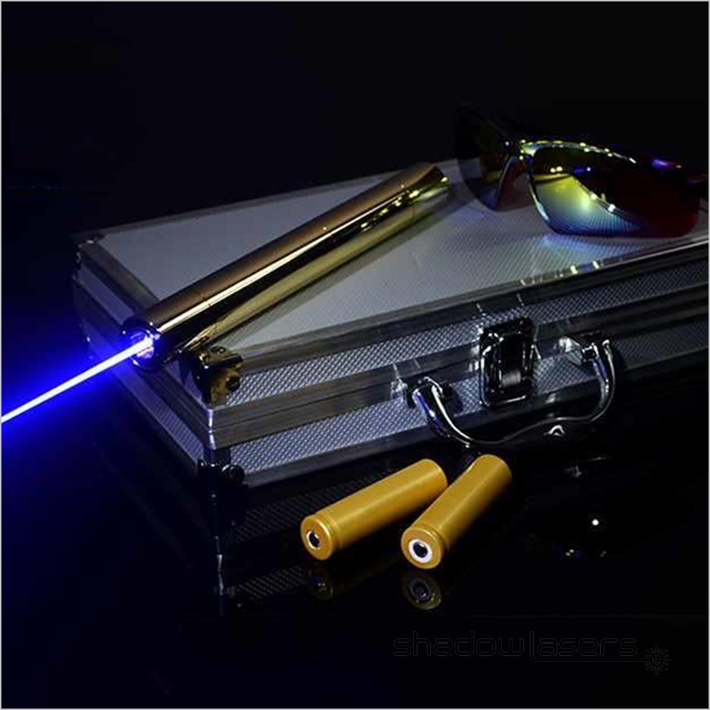 450nm Blue Laser Pointer Adjustable Focus Flashlight Visidle Beam Laser+Case US