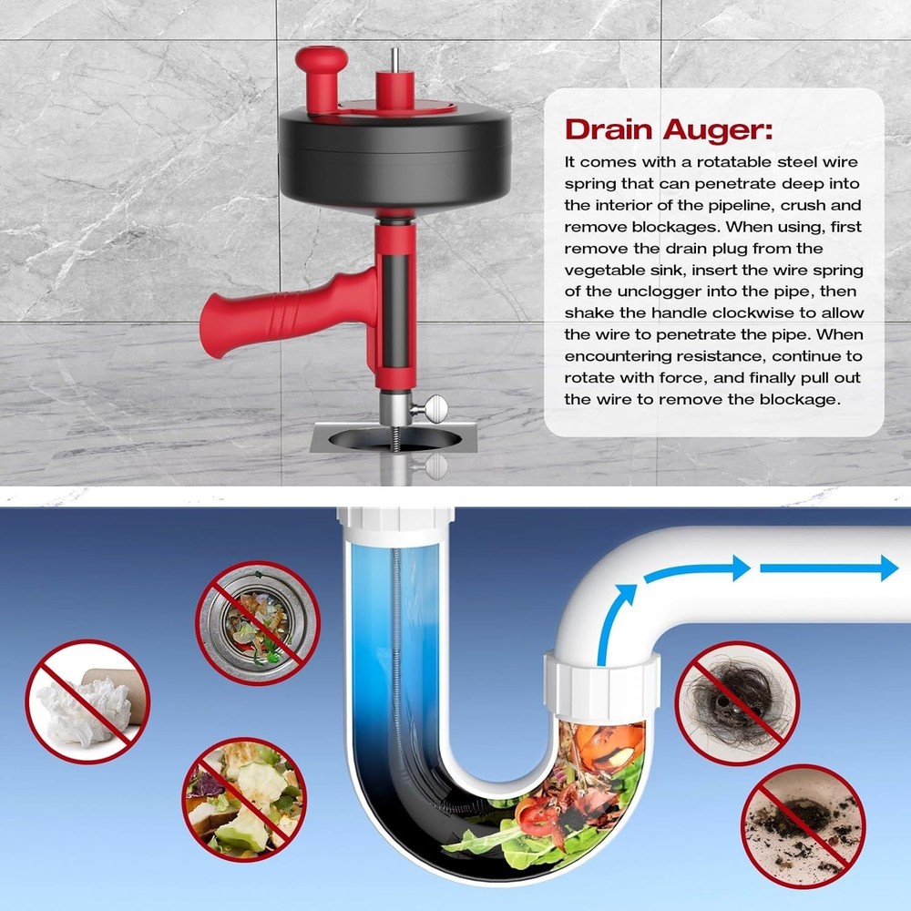 Heavy Duty 25ft Drain Auger - Manual or Powered for Quick Clogs Resolution
