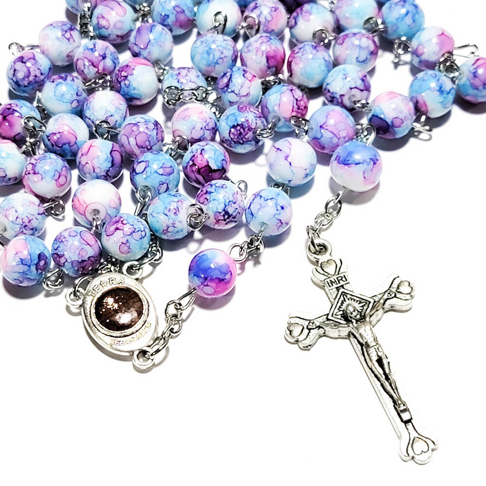 Purple Glass Beads Rosary Necklace – Catholic Holy Center & Crucifix