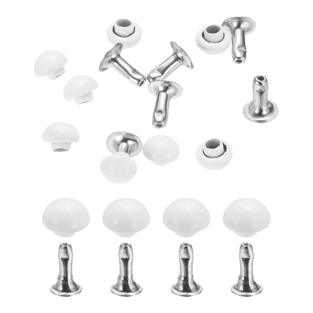 10Pcs Mini Rivet Studs 4mm Double Cap Leather Rivets Tubular Studs White