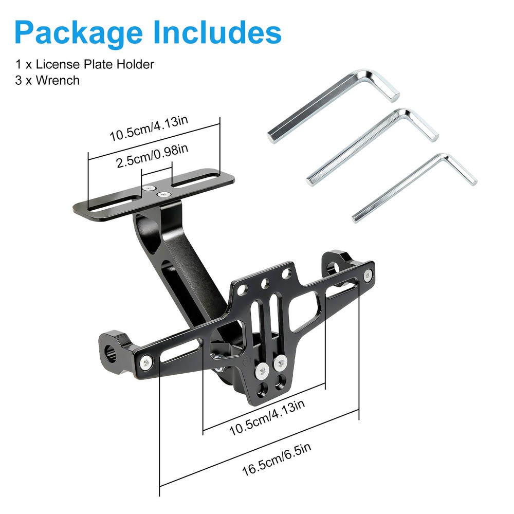 Universal Adjustable Motorcycle License Plate Bracket Rear Mount Polished Black