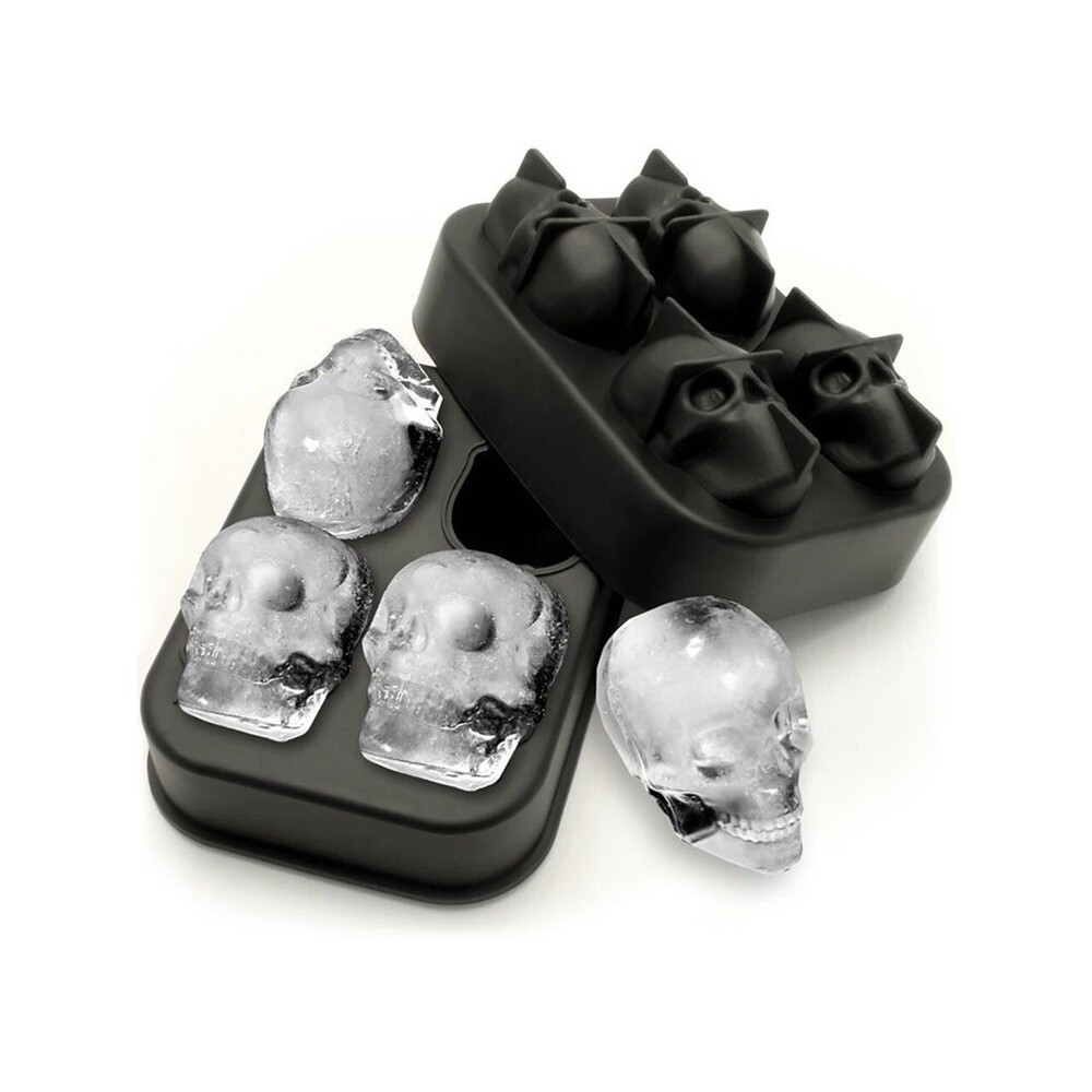US 2-4 Pcs Shaped 3D Skull Ice Cube Mold Tray Stackable Silicone Ball Mold Party