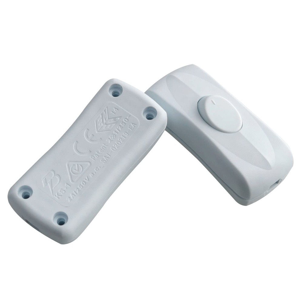 2 PCS White Embedded Power Switch Inline Cord Button Electrical Accessories