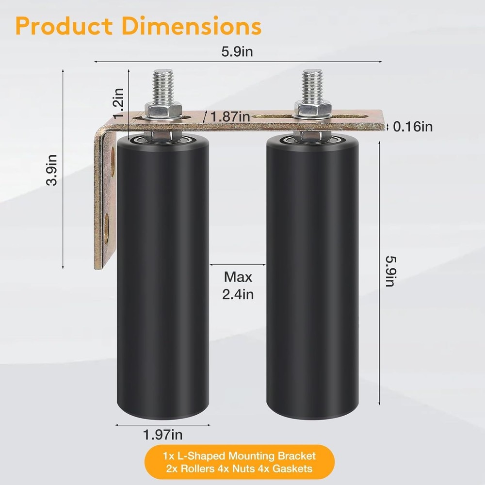 2 Pack 6" Gate Roller Guide w/ L-Bracket, Adjustable Heavy Duty Sliding Gate