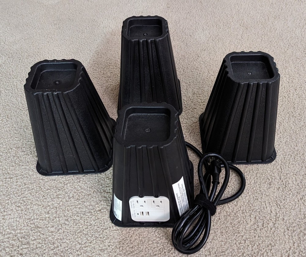 4 Bed Risers With USB Ports & Outlets