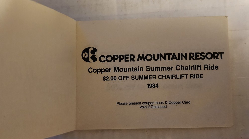 1983/84 COPPER MT RESORT COPPERCARD DISCOUNT BOOKLET. SEE DESCRIPTION