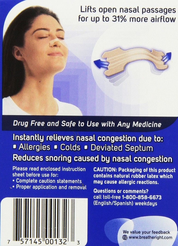 Breathe Right Original Nasal Strips 30 Large Tan Strips