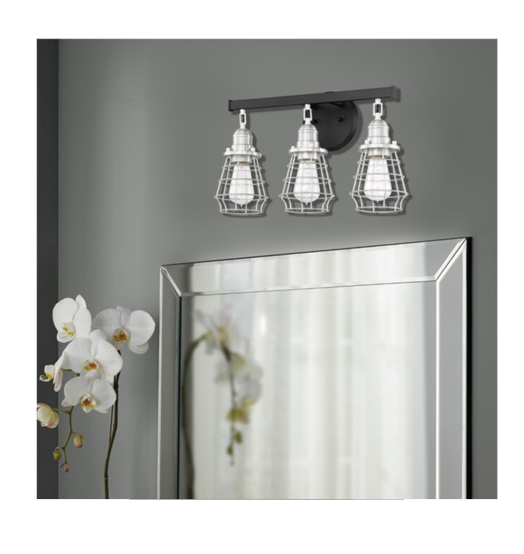 Craftmade Thatcher 19-in 3-Light Black Transitional Vanity Light