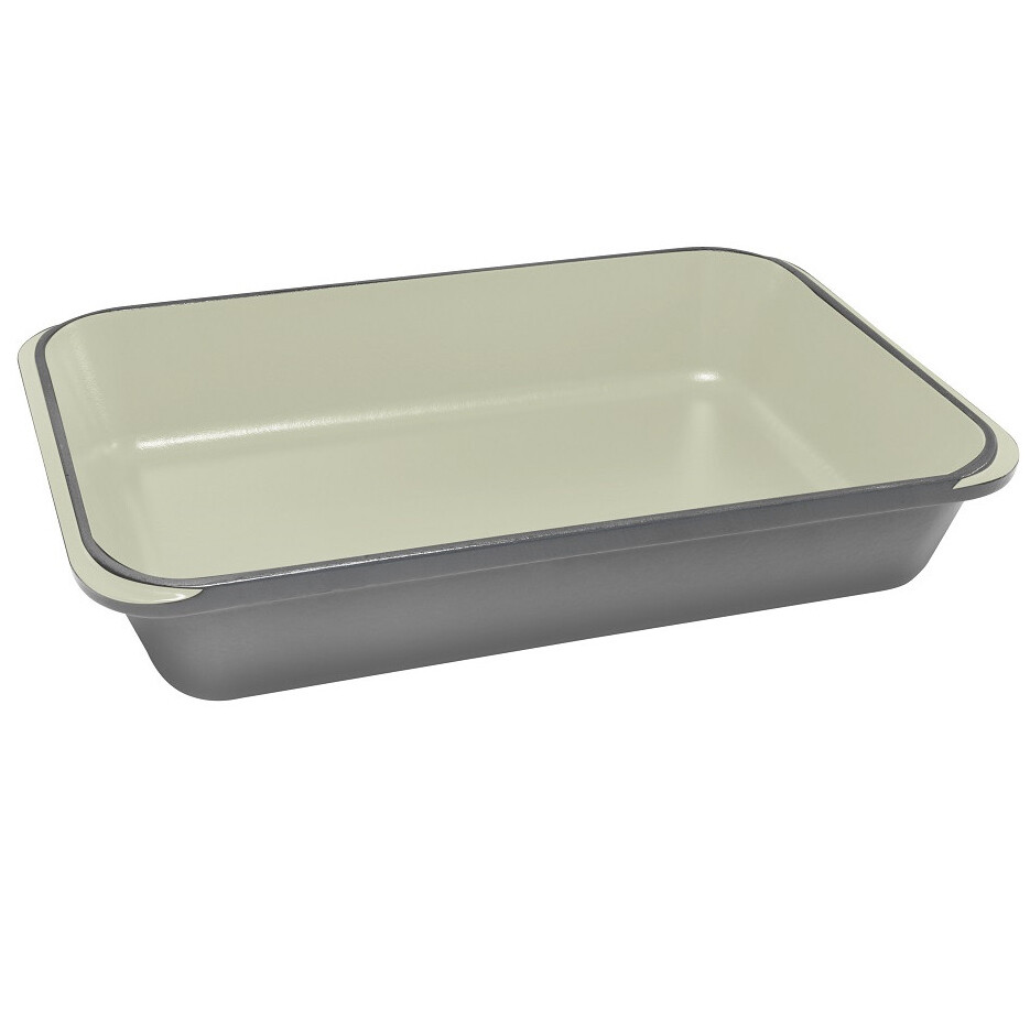 CHASSEUR Cast Iron Rectangular Roasting Pan 40 x 26 cm Celestial Grey! RRP $429!