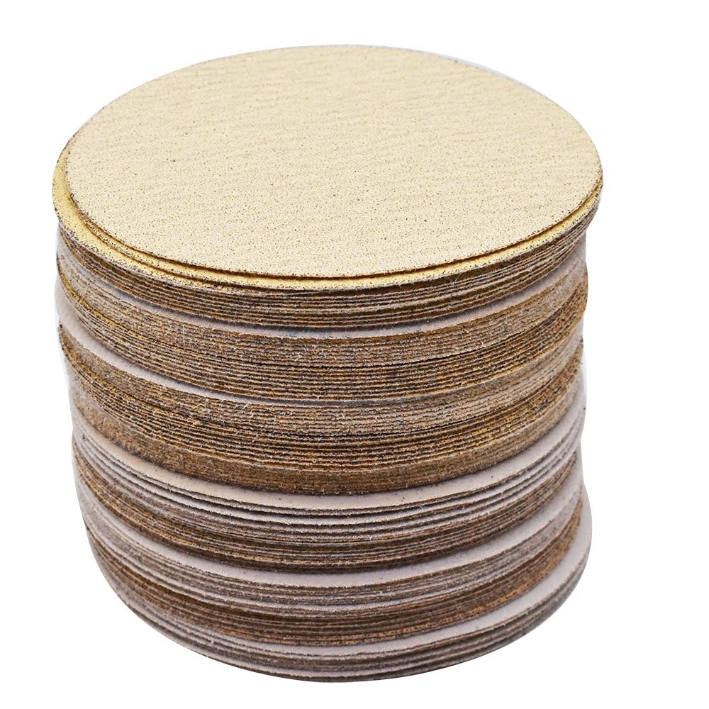 100 Pack 6 Inch Hook Loop Pads Sanding Disc Flocking 60 Grit NO-Hole Sanding