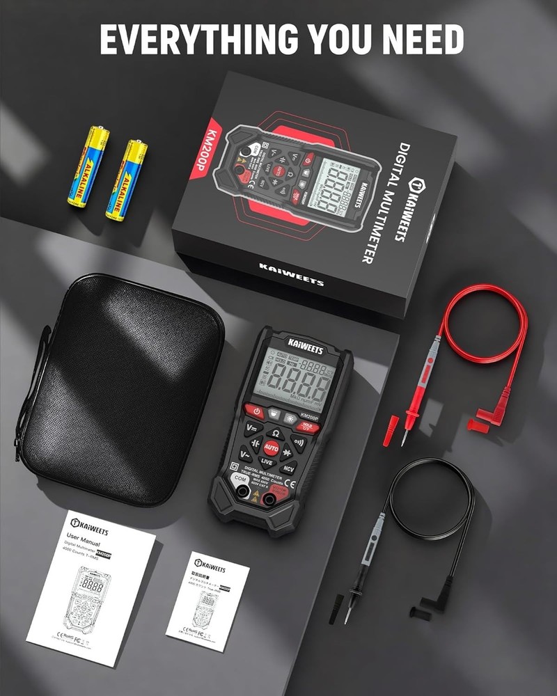KM200P Digital Multimeter, All Button Operation, TRMS Auto Ranging, 400