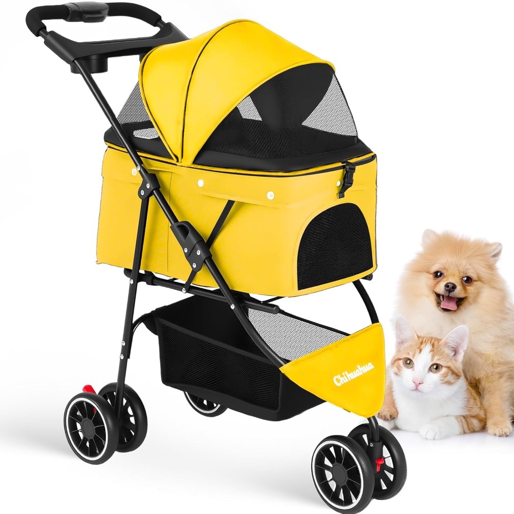 Pet Stroller,Dog Stroller Small Medium Dogs Cats,3 Wheels,Foldable,with