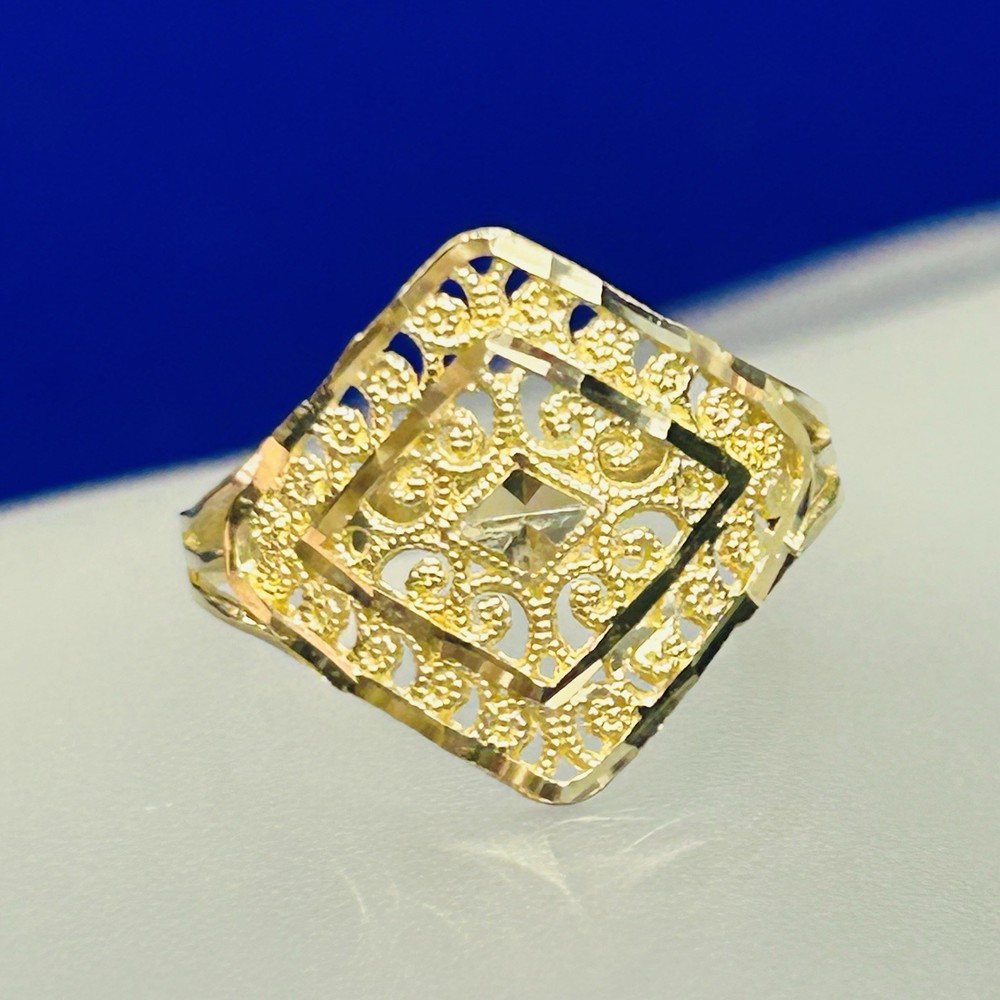 Solid 10K Yellow Gold Abstract Swirl Ring Size 9