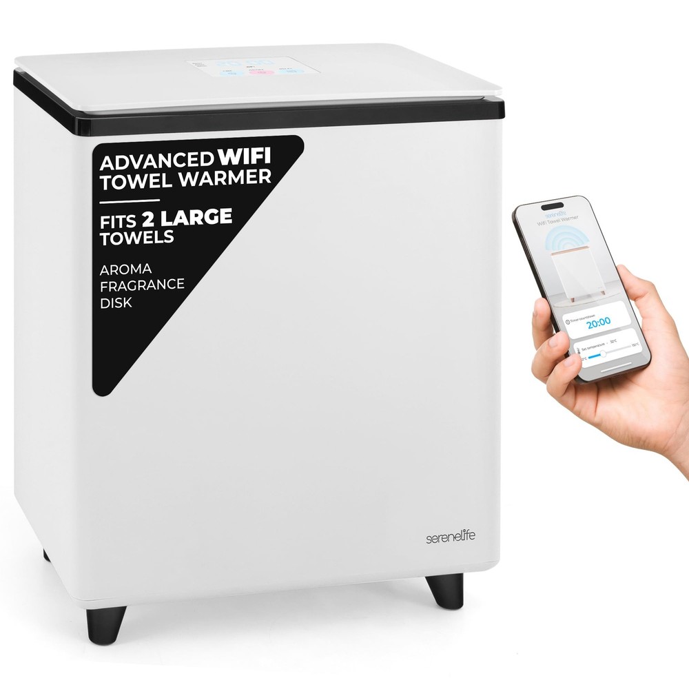 SereneLife SLTLR460W Rectangular Towel & Blanket Warmer w/ WiFi (Black)