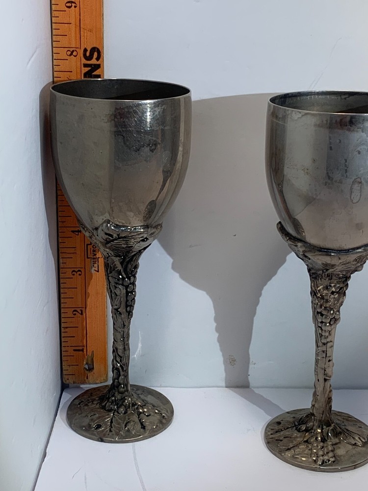 Godinger Silverplate Goblets, Grapes, READ