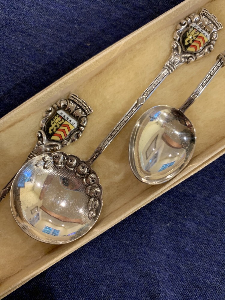 Coin Silver Hanau Souvenir Spoon Set In Box