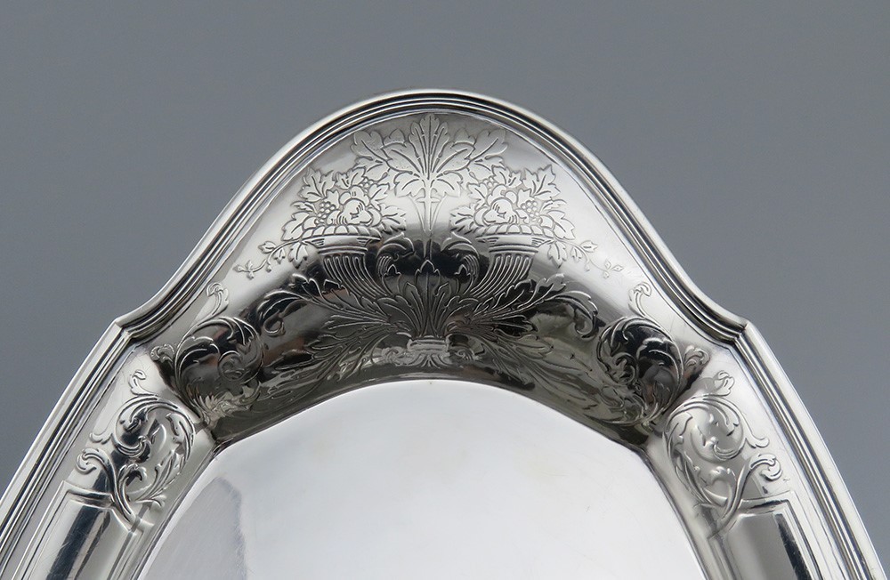 Lovely c1912 Tiffany Co Sterling Silver Oval Cornucopia Bread Tray