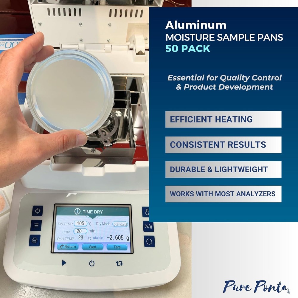 Aluminum Sample Pans for Moisture Analyzer (50 Pack) 90mm Round Lab Trays,...