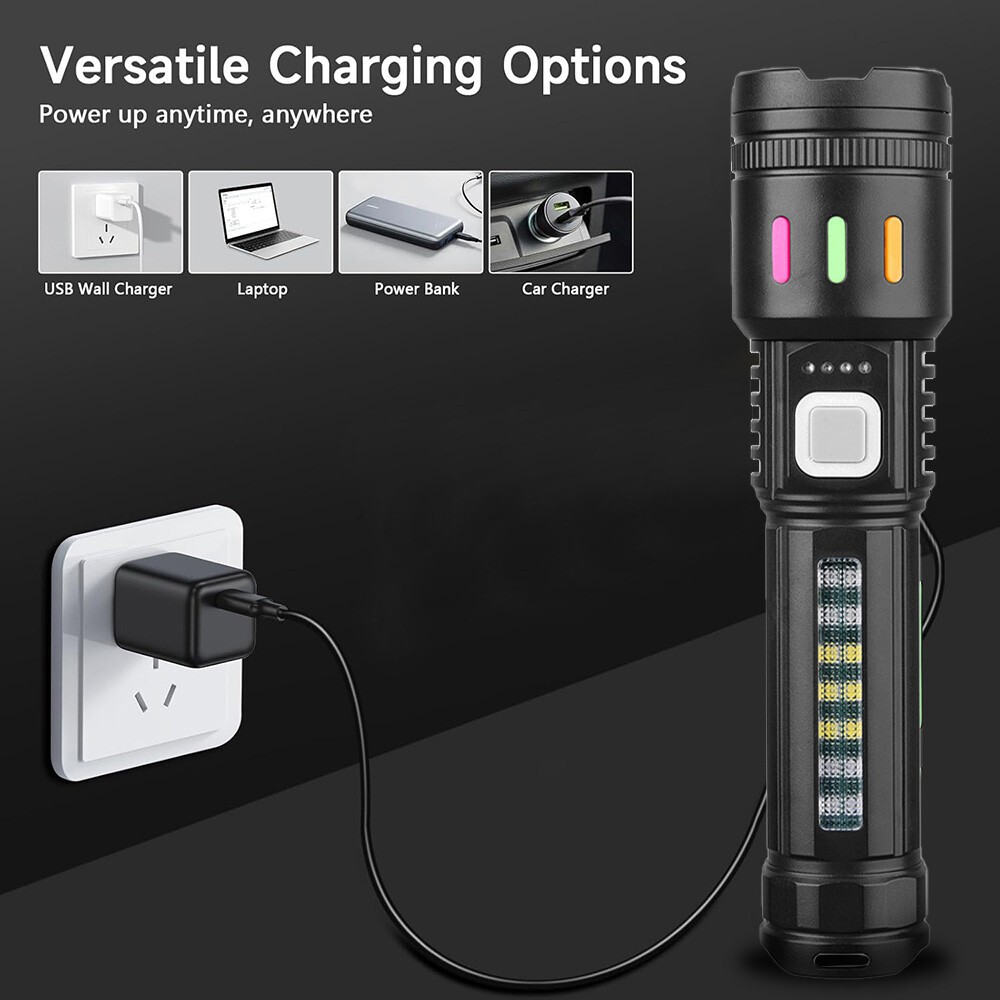 350000000 Lumen Super Bright LED Tactical Flashlight Rechargeable LED Work Light