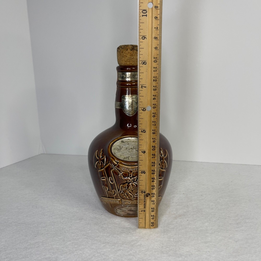 Empty Decanter Chivas Scotch Bottle 1801 Ceramic Cork Top Brown Ceramic Spode