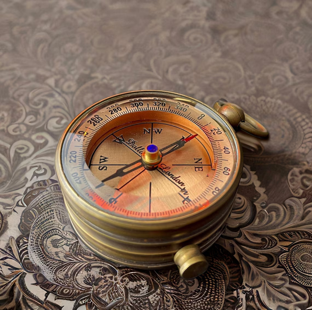 Vintage Working Compass - Handmade Brass & Copper Nautical Navigation Tool - Ann