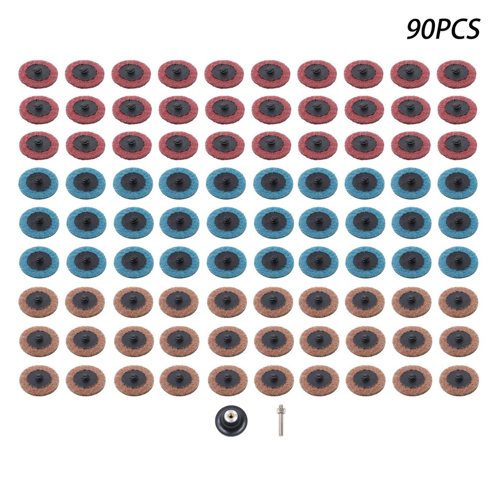 2 Inch Fine Medium and Coarse Quick Change Torque Sanding Discs Set - 90 Pack