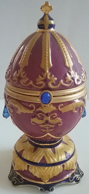 Christmas Ceramic Musical Music Box Motion Egg Opens Angels We Have Heard High