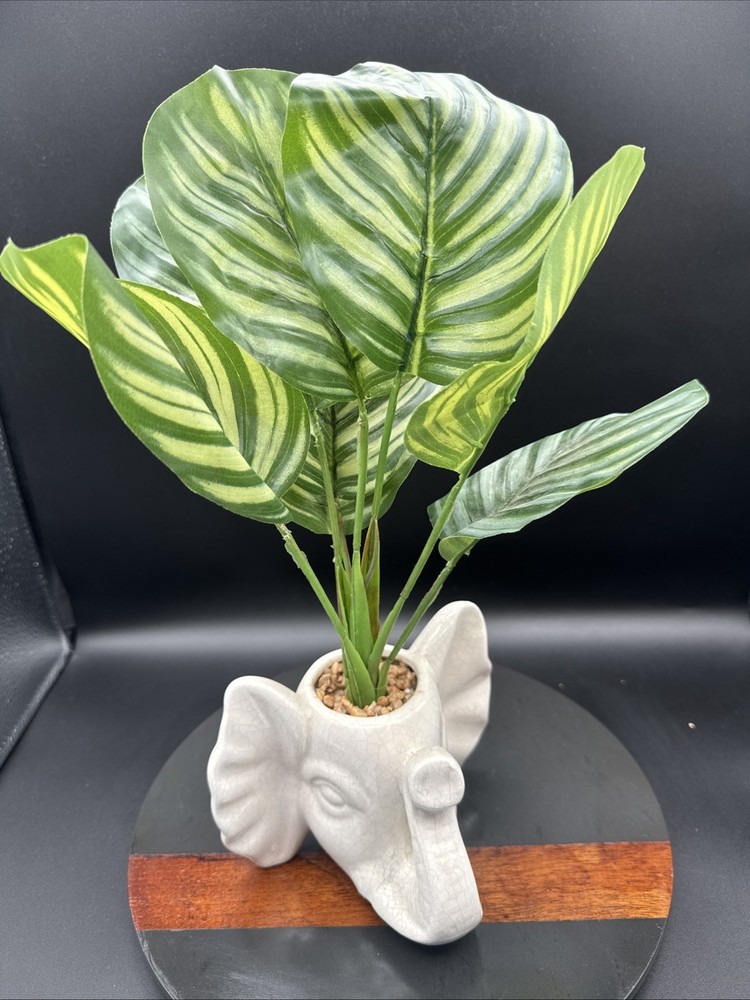 Decorative Planter with Elephant Pitcher Artificial Plant Classic Cottage Boho