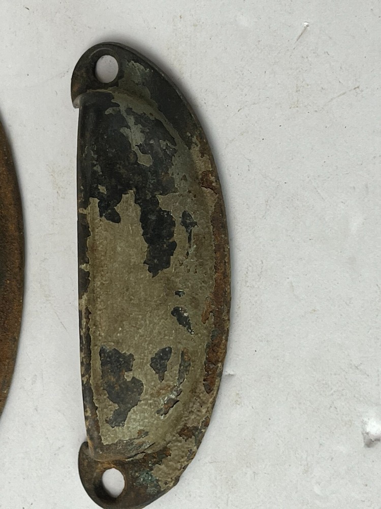 Lot 2 Vintage Metal Drawer Pull Cabinet Handle Cupboard Bin Hardware