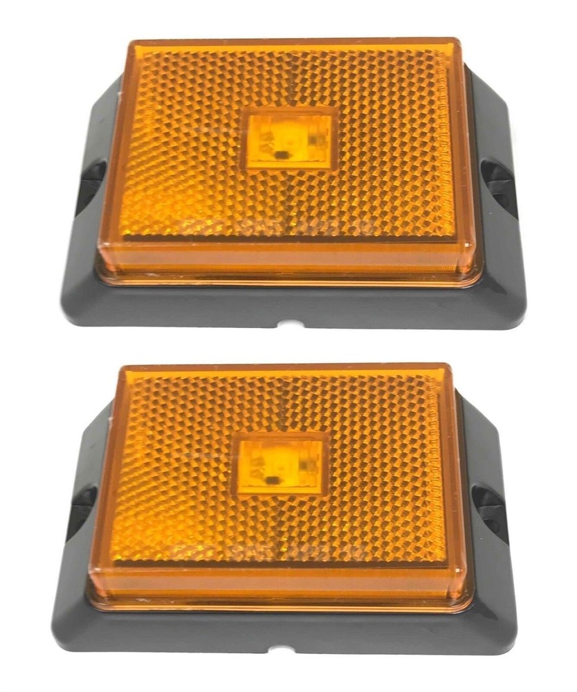 (2) Amber 2" Square LED Trailer Side Marker Lights Surface Mount - 24043