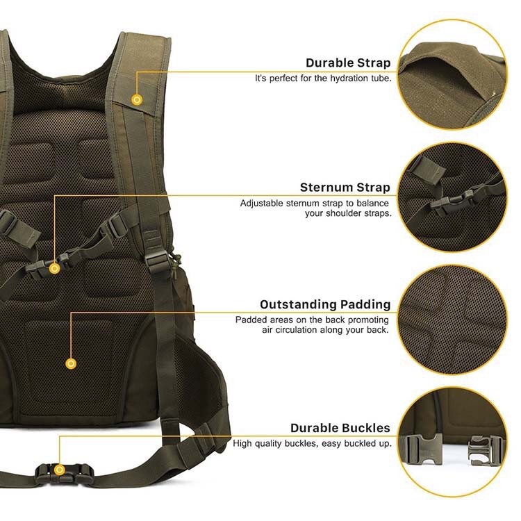 Tactical Backpack Day Pack Hiking Field Bug Out Bag w/ Molle System