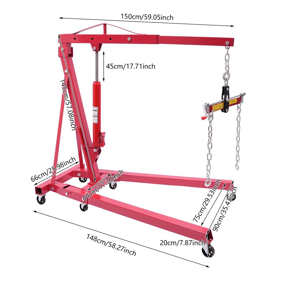 Folding Hydraulic Crane with Engine Leveler - 4409 lbs Capacity Lift Tools