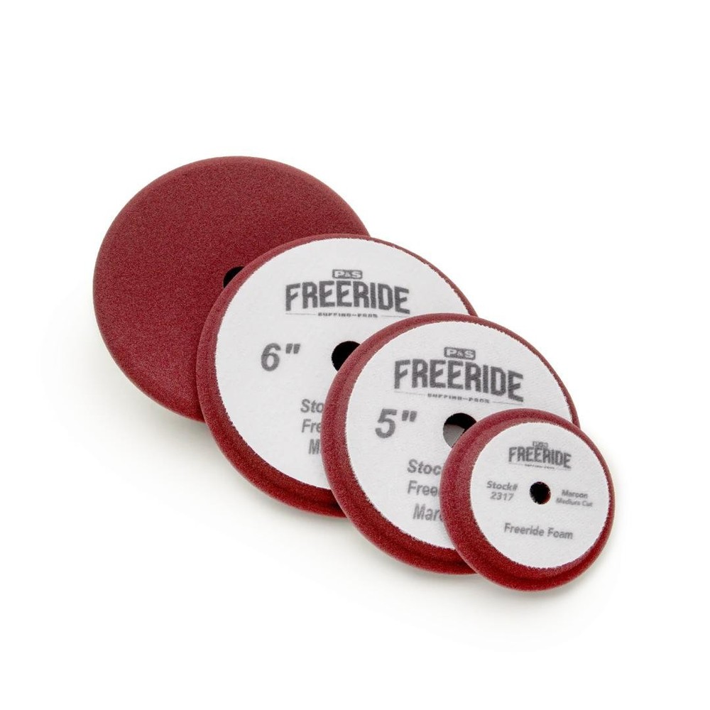 P&S P2317 Freeride 3" Maroon Medium Cut Buffing Pads 2 pack