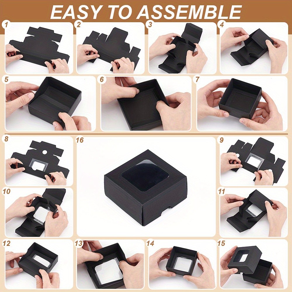 20pcs Square Kraft Paper Storage Gift boxes Visible Winbow Gift Packaging Case