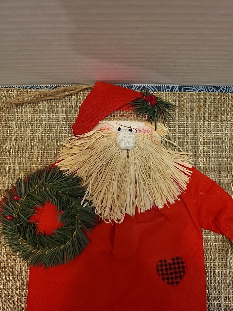 Santa Hanging Decor With Straw Beard And Hands