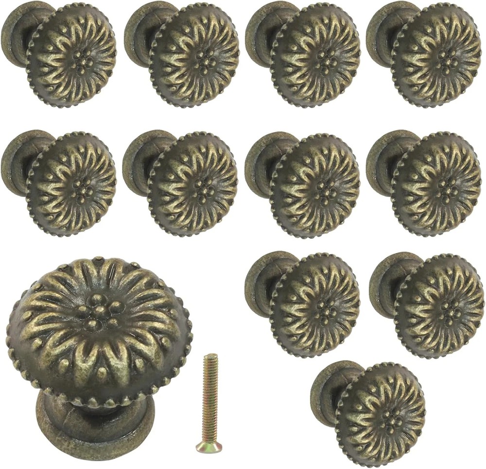 12 Pack Mini Jewelry Box Knobs, Small Vintage Drawer Pulls Knobs, Bronze Cabinet