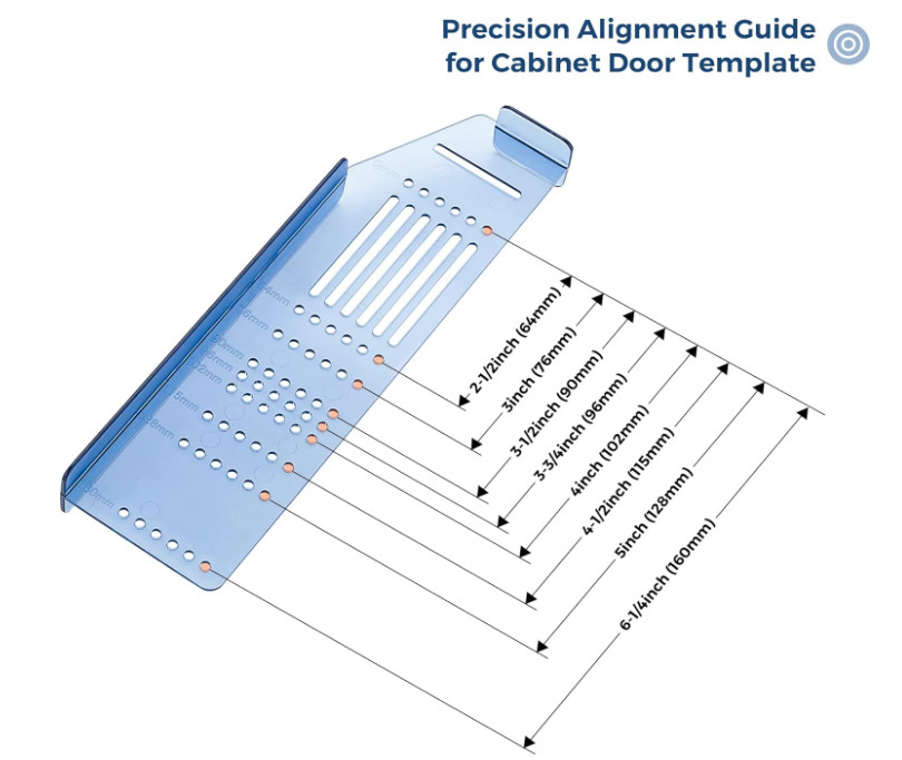 Kitchen Cabinet Pulls Jig Drill Template for Knobs & Handles, Includes Drill Bit